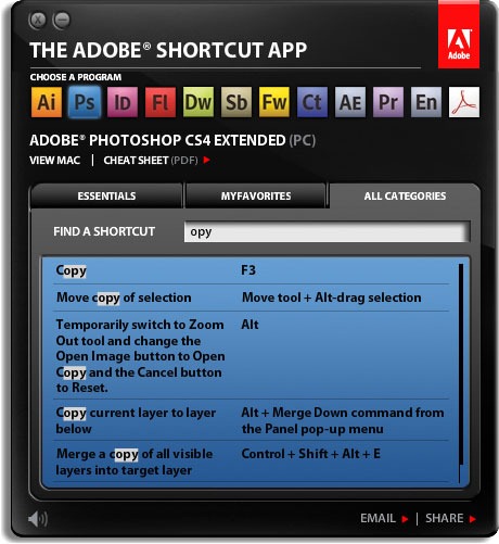 adobe keyboard shortcuts