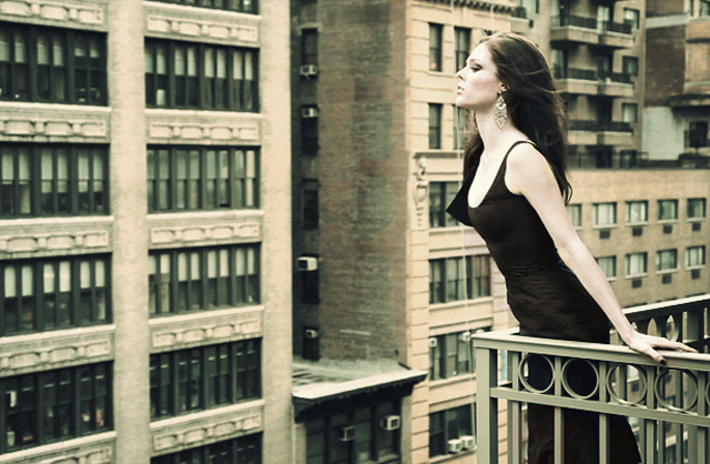 Woman in Balcony - Animated GIF