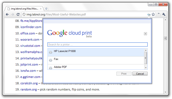Google Cloud Print without Phone