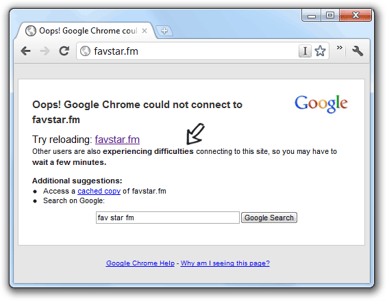 google chrome - site down