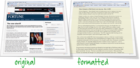 format web pages for printing