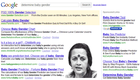 Baby Gender Ads in Google US