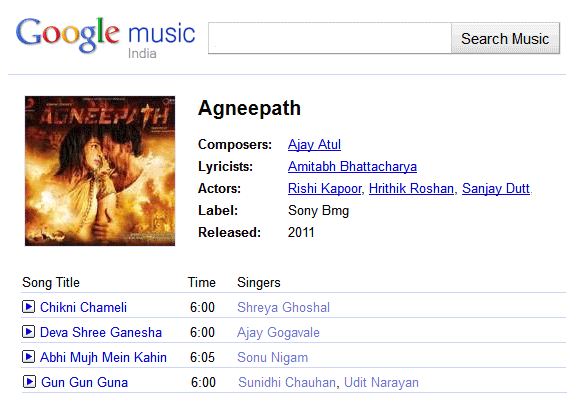 Google India Music