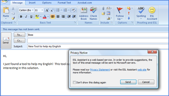 check english in outlook 