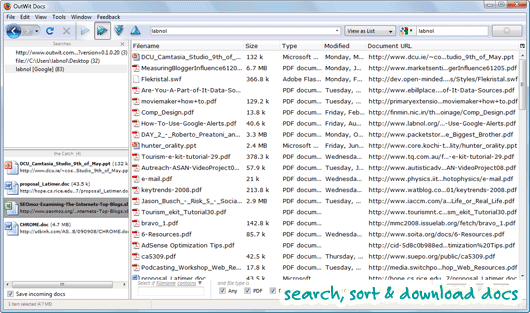 Search, Sort or Download documents
