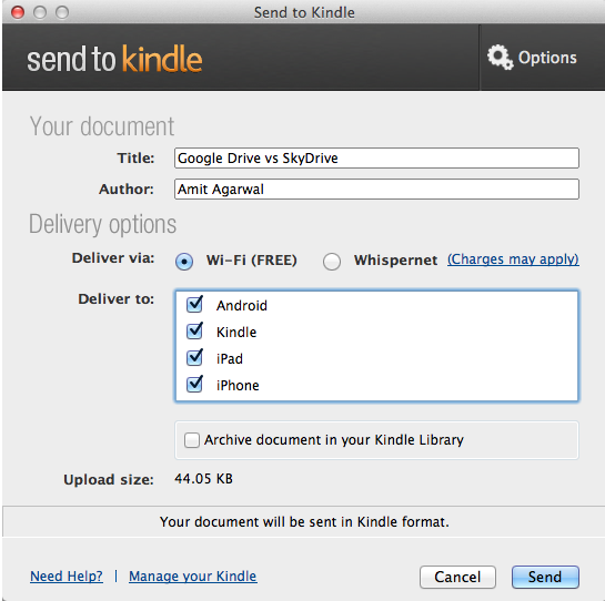 Send To Kindle