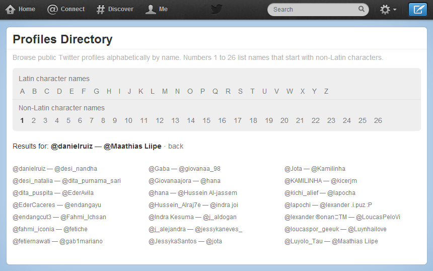 Twitter Profiles Directory