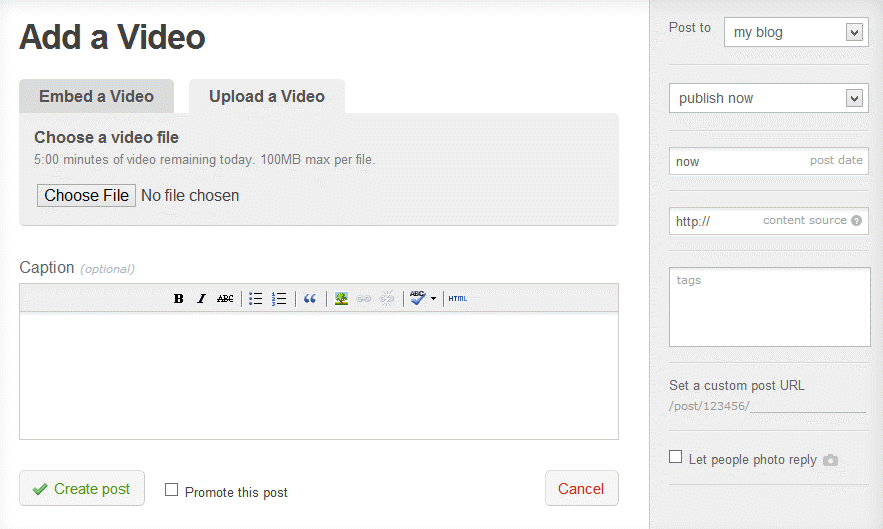 Upload Video to Tumblr