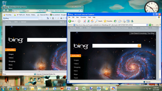 IE6 and IE8 running with XP Mode