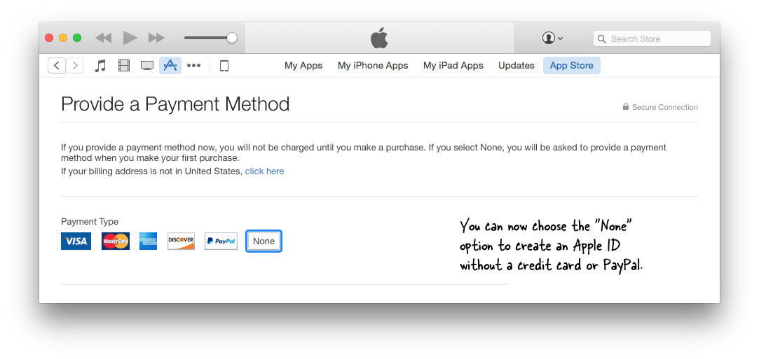 Create Apple ID without Credit Card