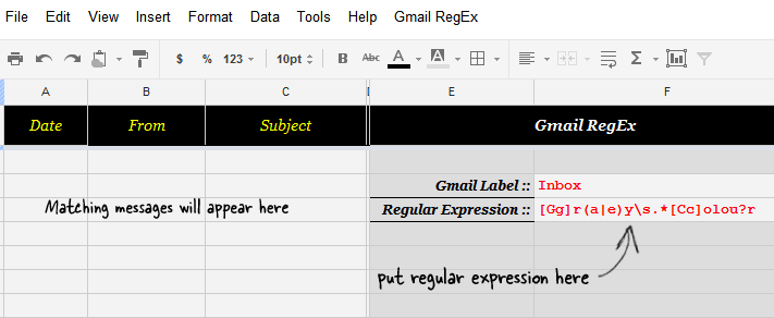 Gmail Search with Regular Expressions