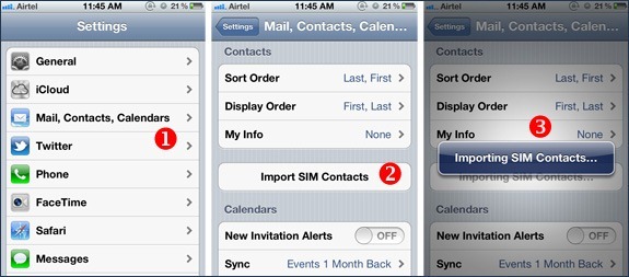 import SIM contacts