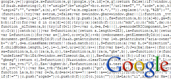 obfuscated javascript in google