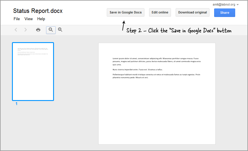 Save in Google Docs