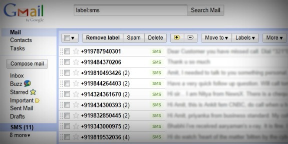 sms backup to Gmail