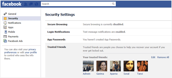 facebook trusted friends