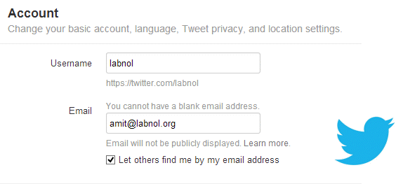 Email Address for Twitter
