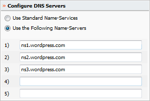 WordPress DNS Name Servers