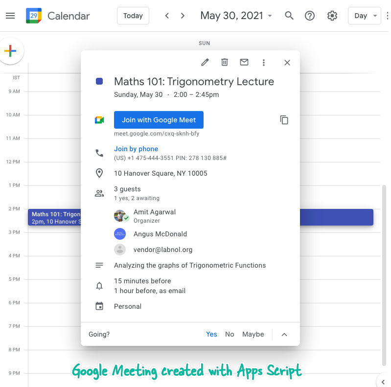 Schedule Google Meeting