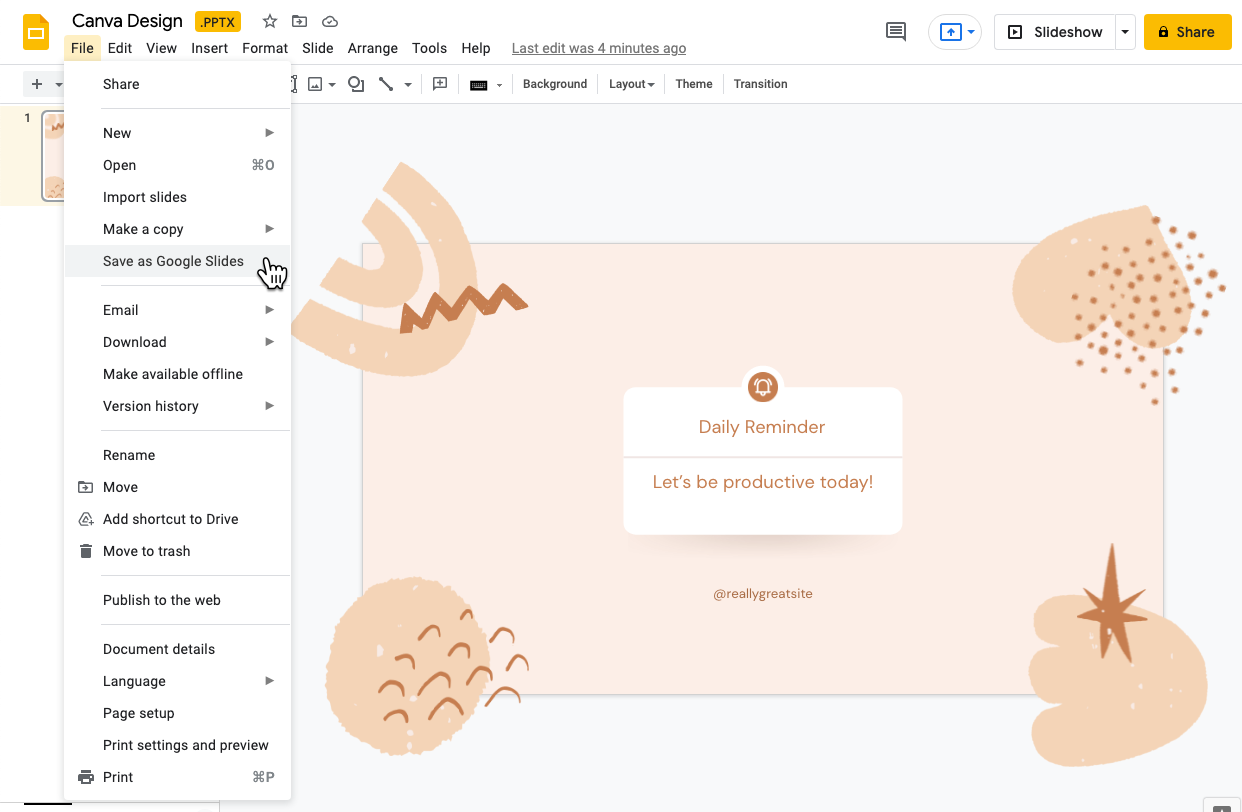 Save PowerPoint as Google Slides