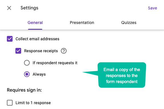 Google Form Email