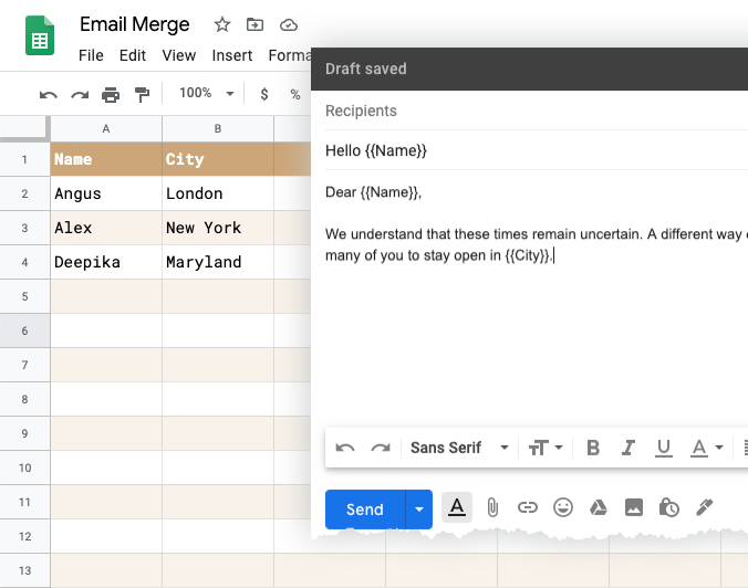 Template Fields in Mail Merge