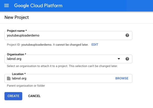 Create Google Cloud Project