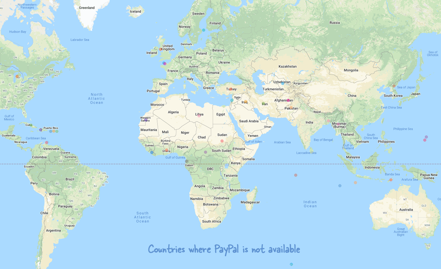 Countries where PayPal is not available