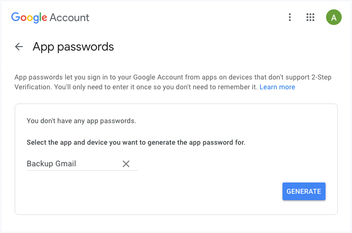 Gmail Password Screen