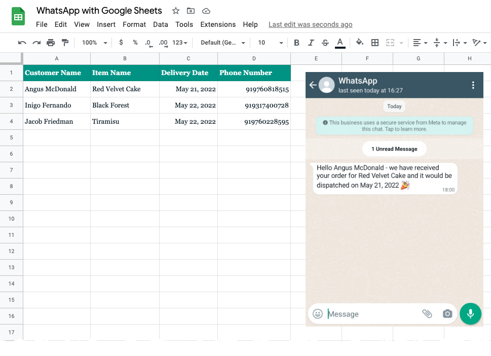 WhatsApp with Google Sheets