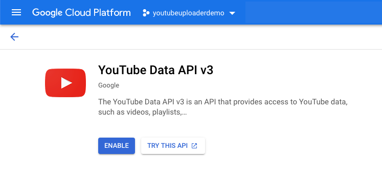 Enable YouTube API