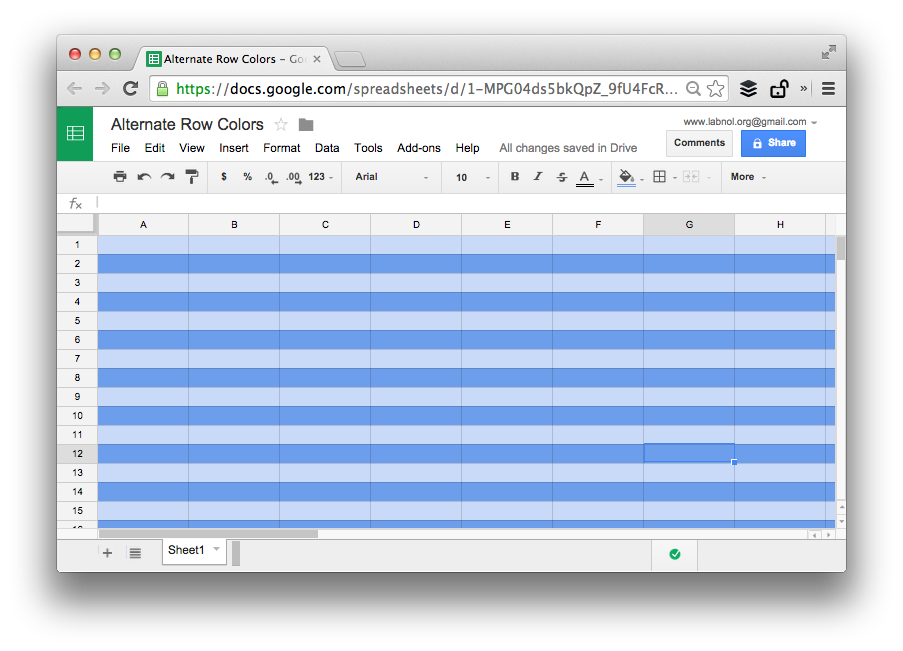 Alternate Row Colors in Google Sheets
