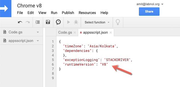 V8 JavaScript Runtime in Google Apps Script