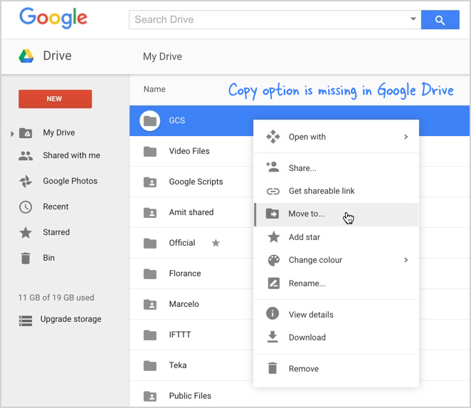 The option to duplicate folders doesn't exist in Google Drive