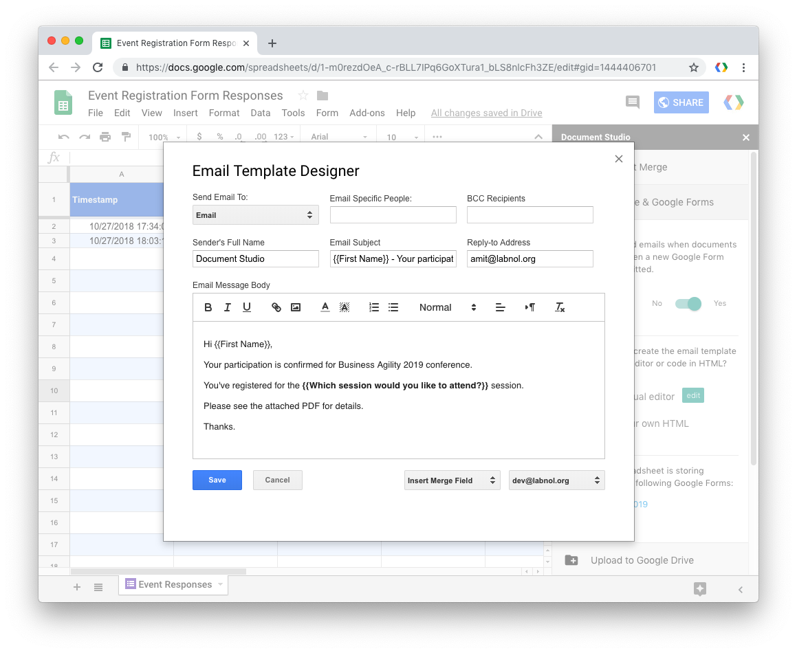 HTML Email Template - Google Forms