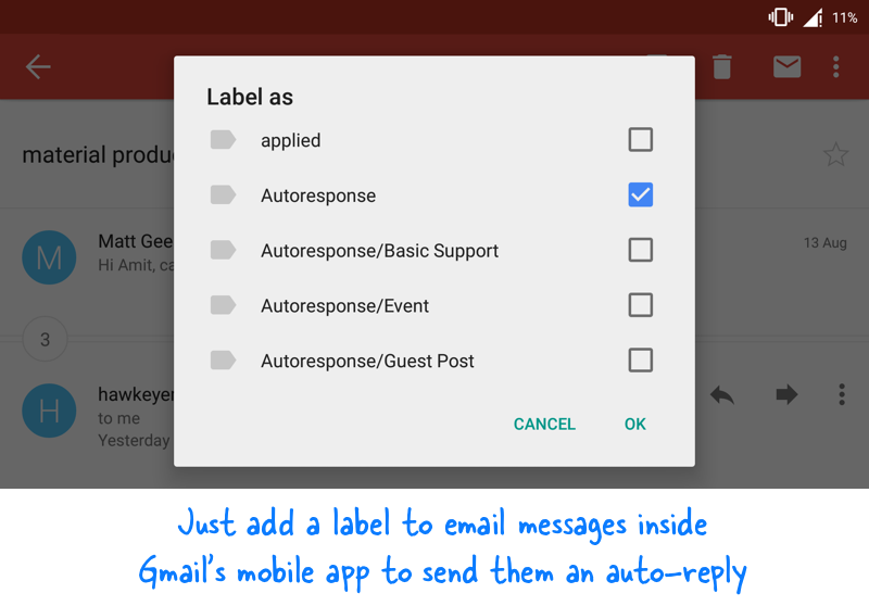 Gmail canned response on Mobile