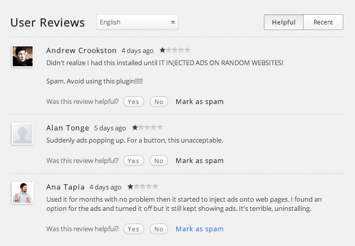 The user ratings of the Chrome extension are headed south.