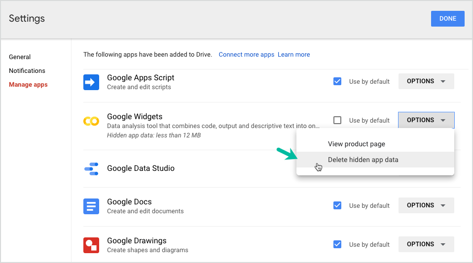 Google Drive - Hidden App Data