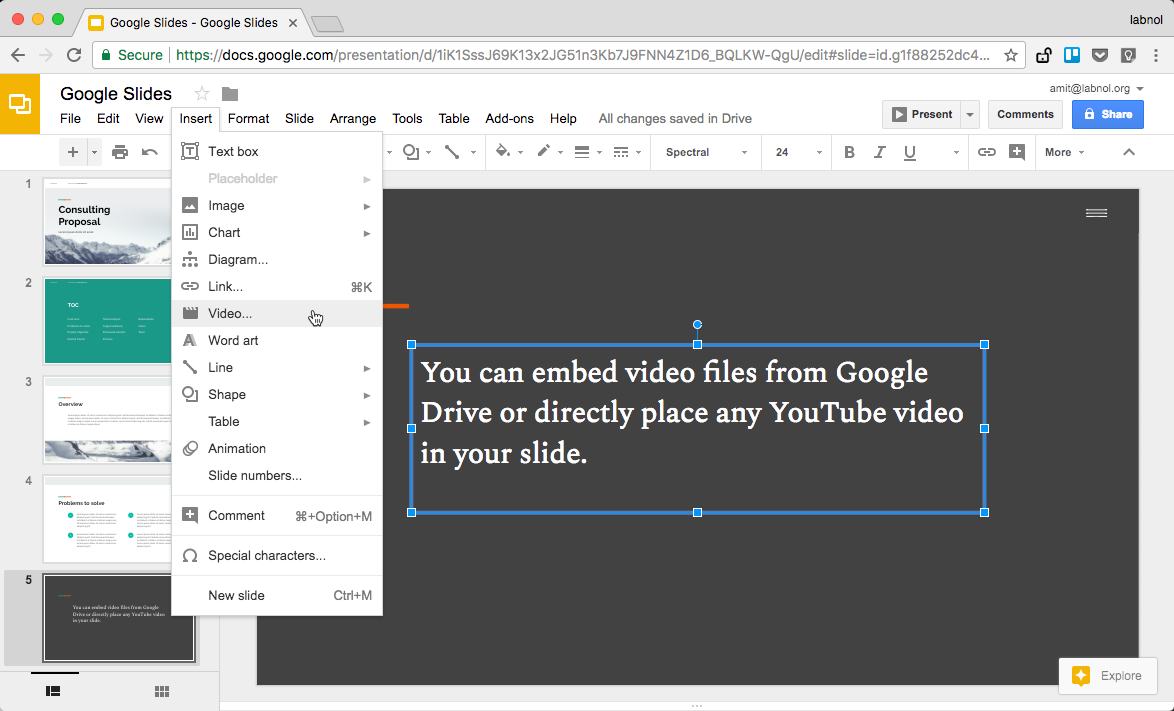 Embed Video in Google Slide