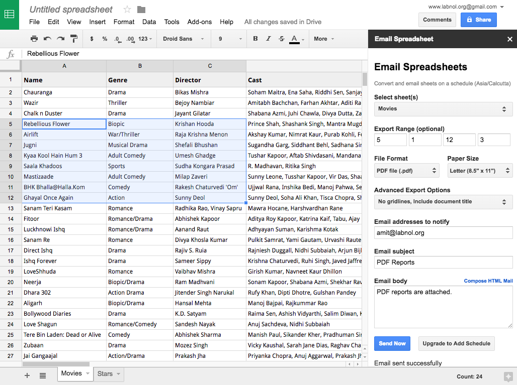 Email Spreadsheet Range