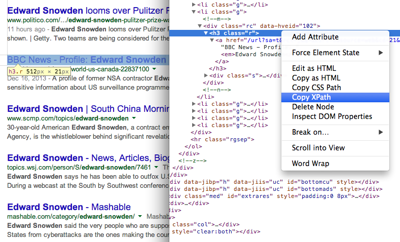 You can find the XPath of any element using Chrome Dev Tools