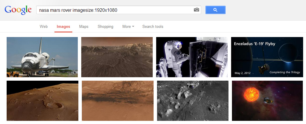Google Image Search by Size