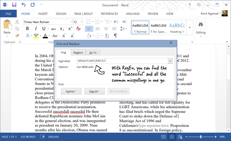 RegEx in Microsoft Word