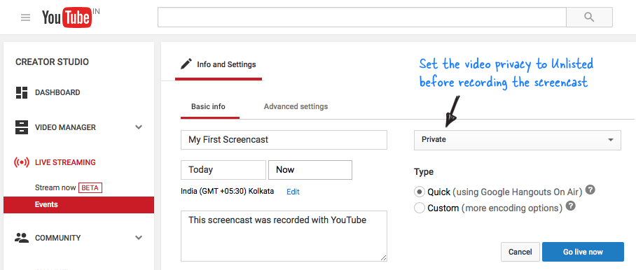 Create YouTube Screencast