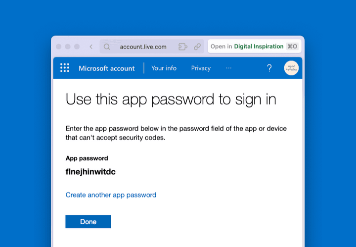Outlook App Password