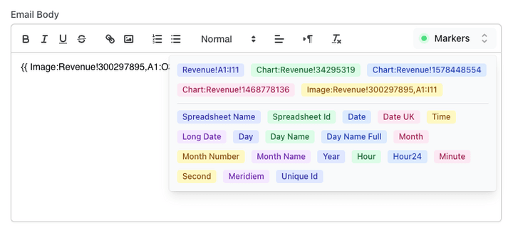 Screenshot Spreadsheet markers